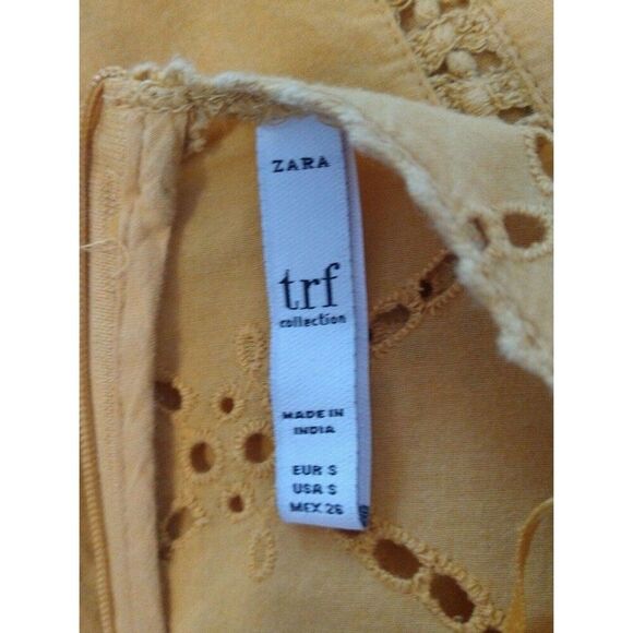 Zara mini Small Eyelet  dress boho cottage core mustard feminine - Picture 11 of 12